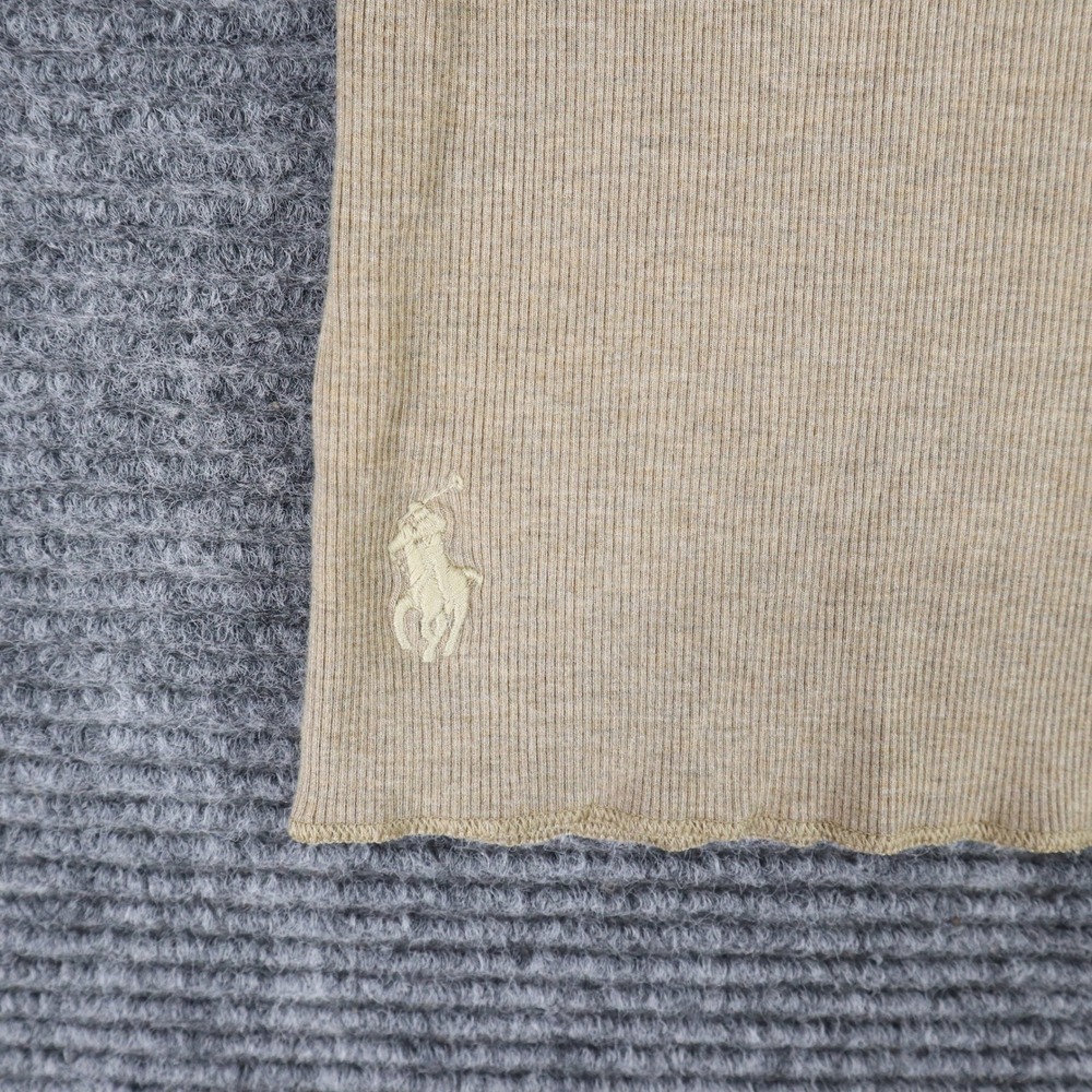 Polo Ralph Lauren Ribbed Stretch Turtleneck Top Womens M Beige Modal Preppy - Picture 3 of 10